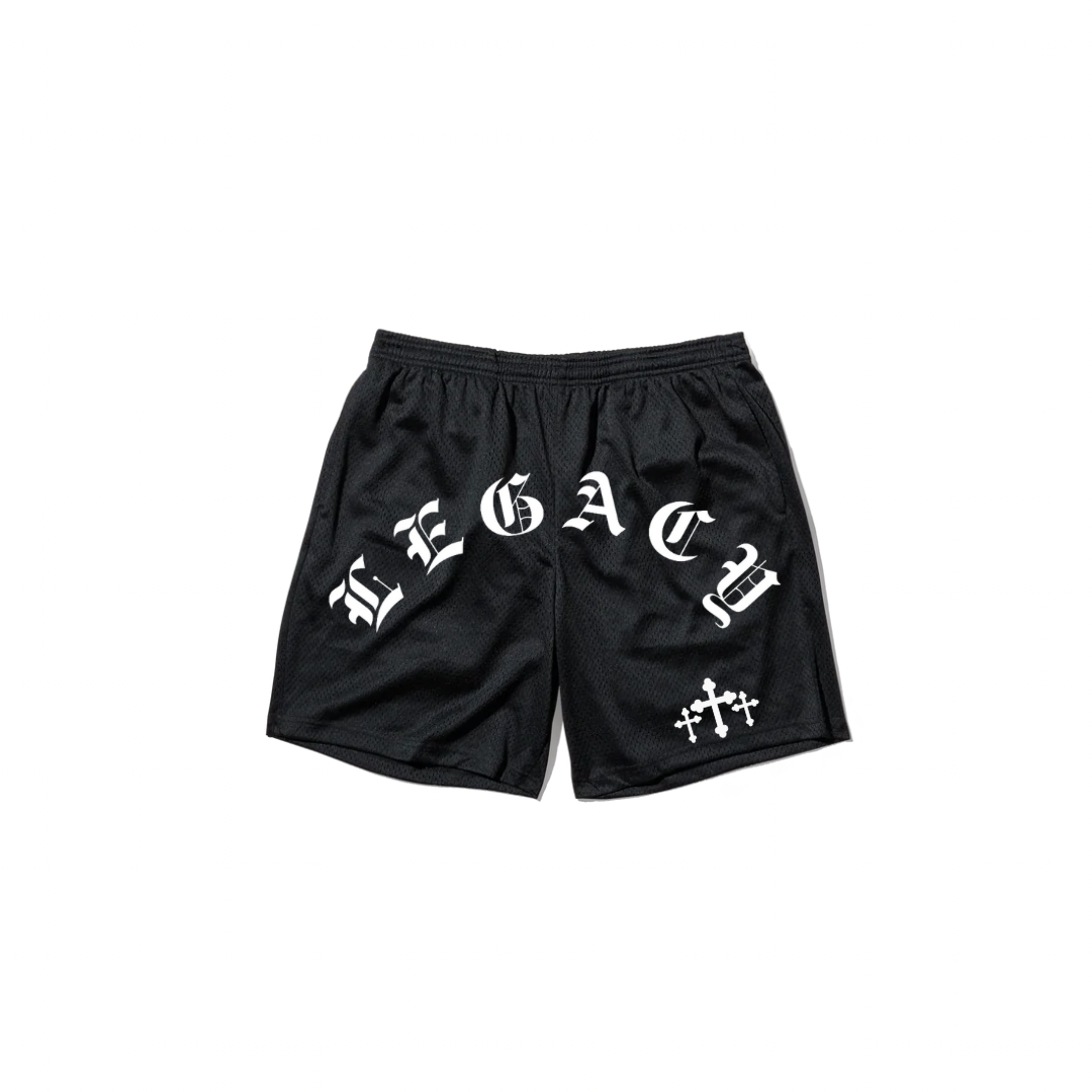 THE LEGACY EMBROIDERED MESH SHORT (BLACK)