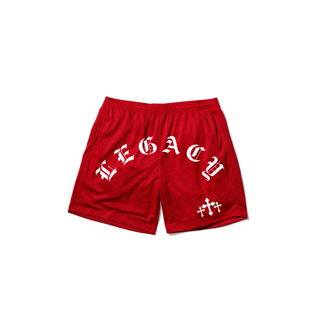 THE LEGACY EMBROIDERED MESH SHORT (RED)